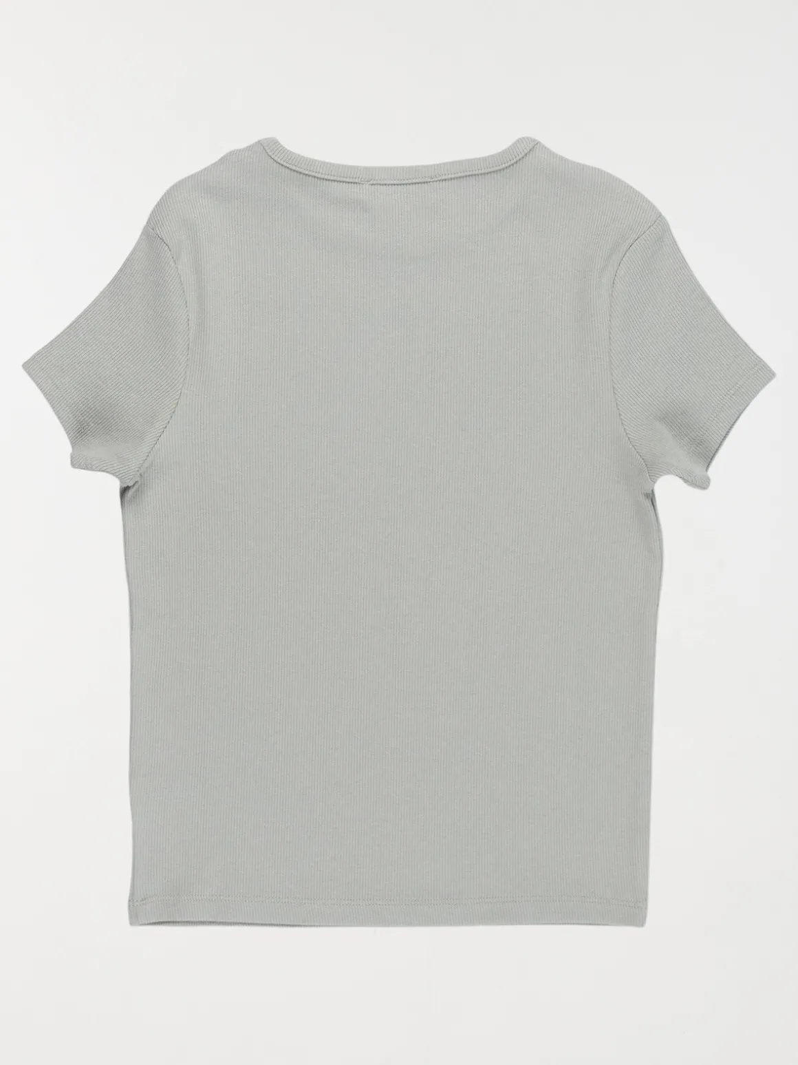T-shirt côtelé col rond fille (XXS-M)