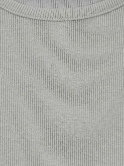 T-shirt côtelé col rond fille (XXS-M)