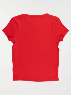 T-shirt côtelé fille rouge peps (XXS-M)