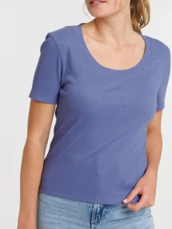 T-shirt côtelé sunset blue femme
