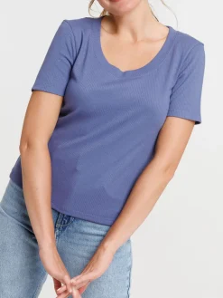 T-shirt côtelé sunset blue femme