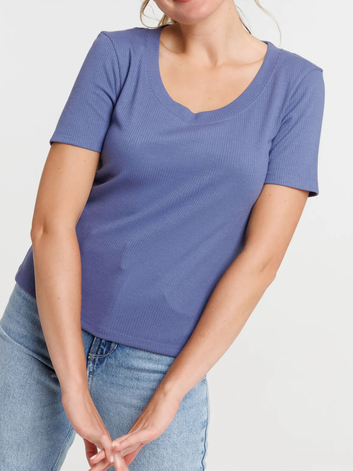 T-shirt côtelé sunset blue femme