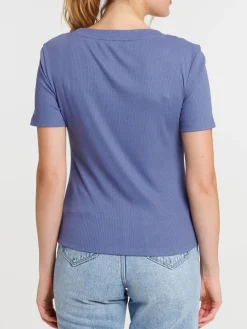 T-shirt côtelé sunset blue femme