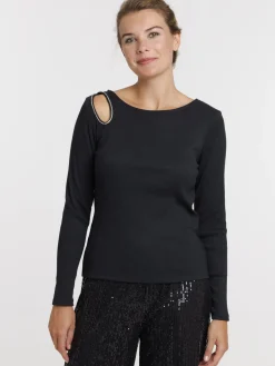 T-shirt découpe avec strass femme