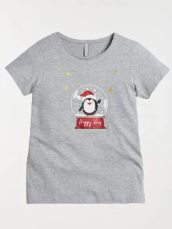 T-shirt de Noël motif pingouin femme