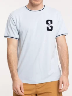 T-shirt denim col rond homme