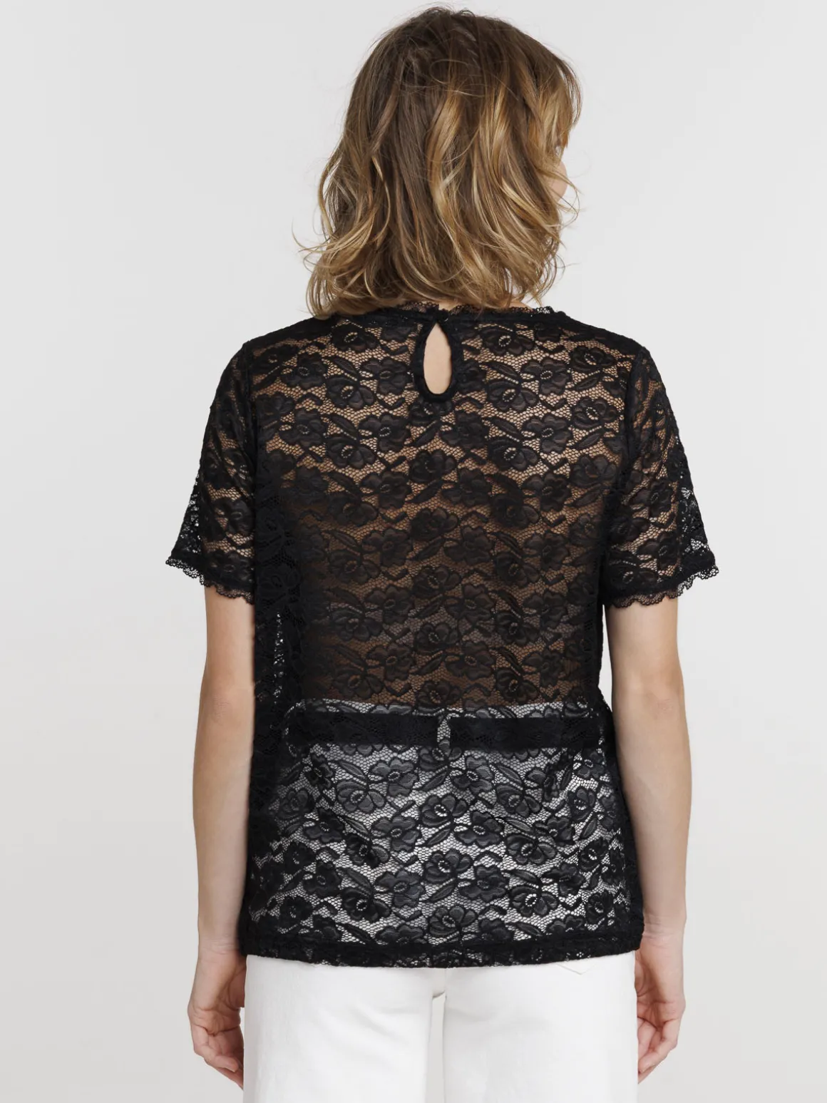 T-shirt dentelle noir femme