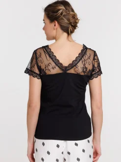 T-shirt dentelle noir femme