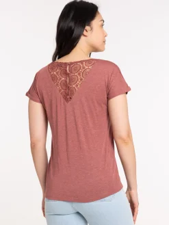T-shirt femme dentelle macramé dos