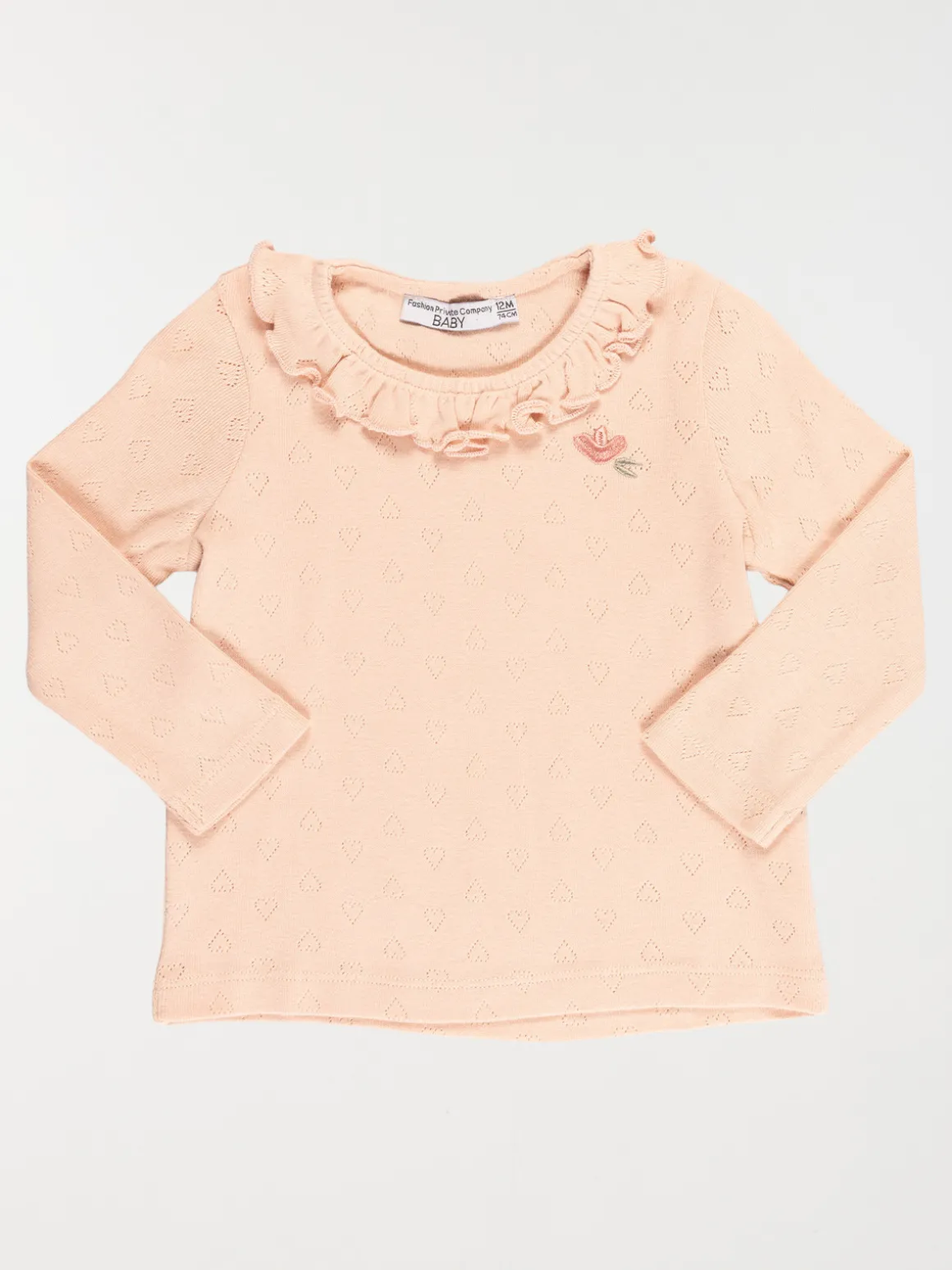 T-shirt fleur brodée fille (3-36M)