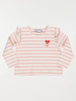 T-shirt fleur forme coeur fille (3-36M)