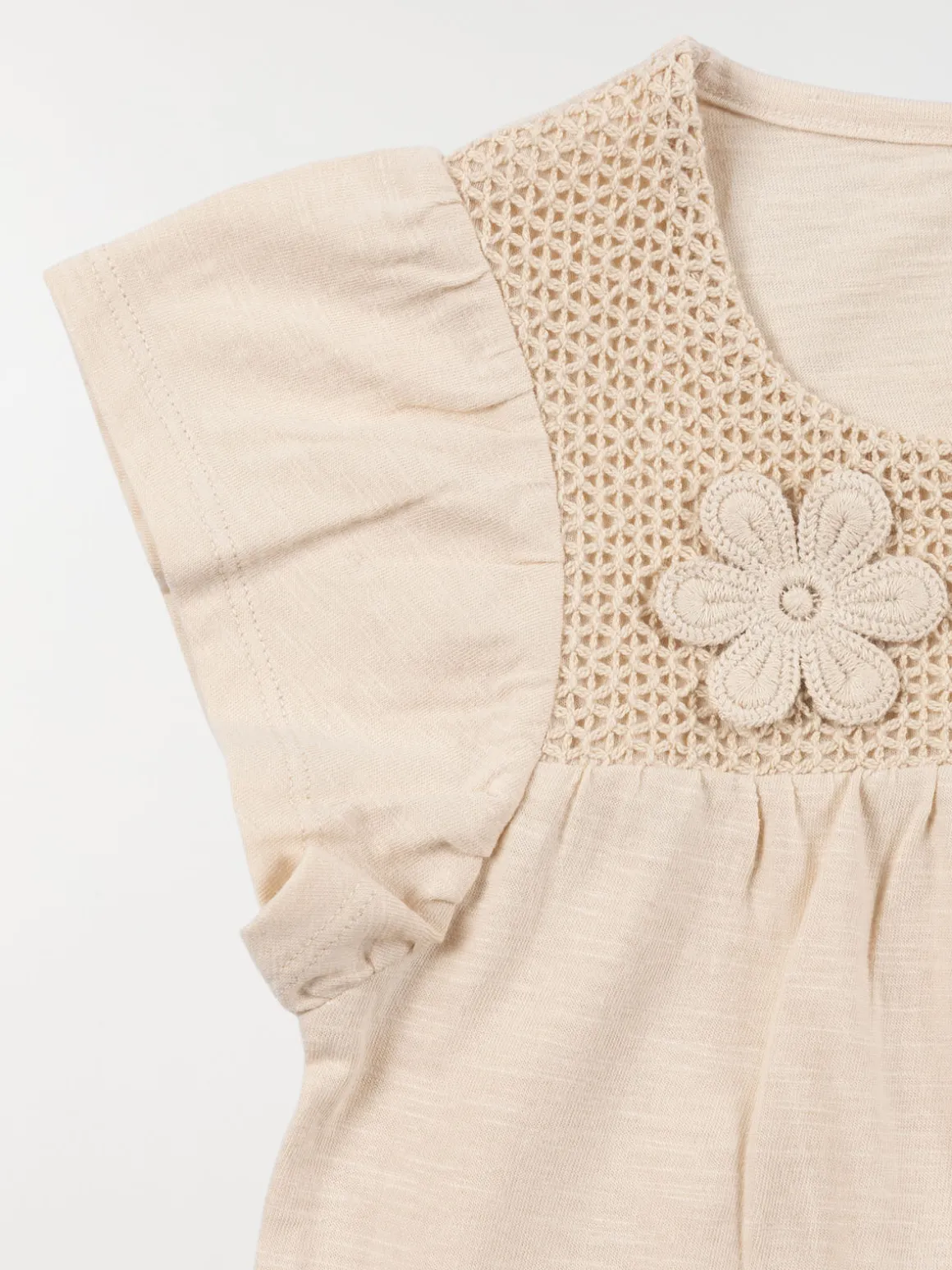 T-shirt fleurs en relief fille (3-12A)
