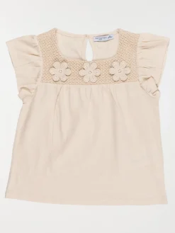 T-shirt fleurs en relief fille (3-12A)