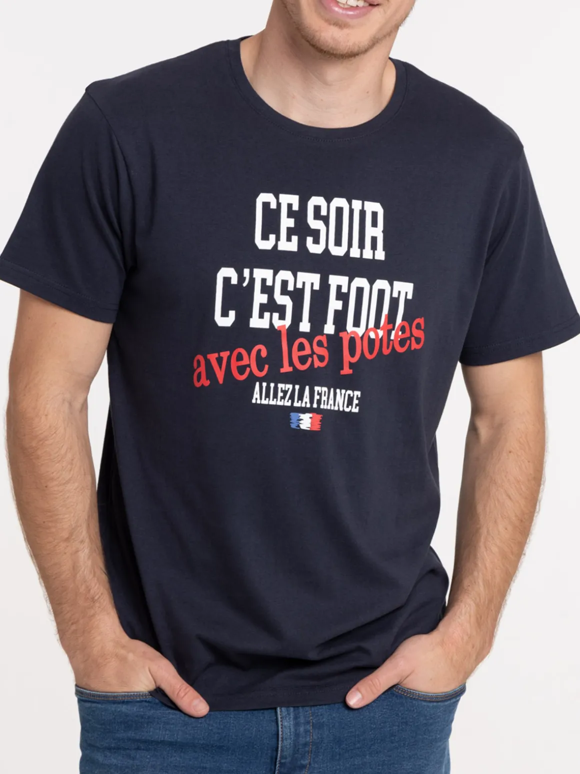 T-shirt football homme marine navy