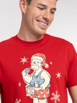 T-shirt Homer Simpson rouge homme