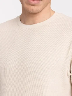 T-shirt homme col rond beige clair