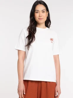 T-shirt imprimé écru femme