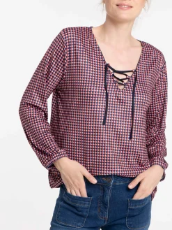T-shirt laçage motif graphique femme