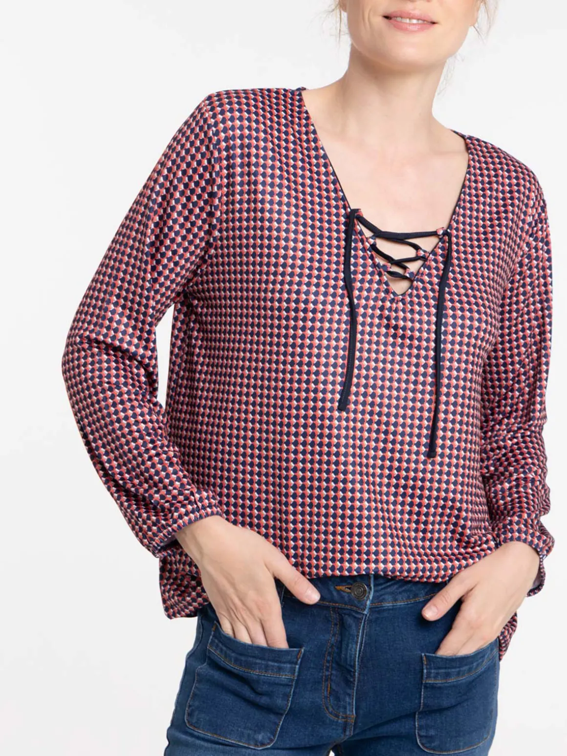 T-shirt laçage motif graphique femme
