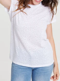 T-shirt léopard blanc femme