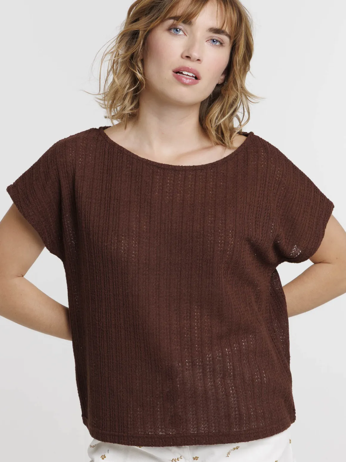 T-shirt maille ajourée femme