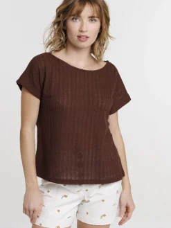 T-shirt maille ajourée femme