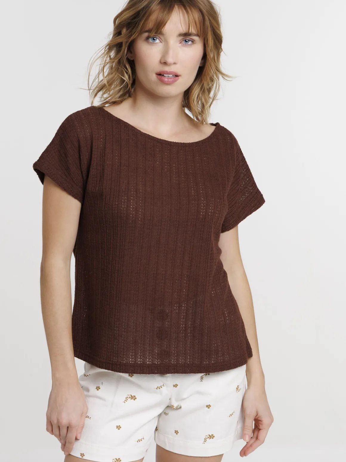 T-shirt maille ajourée femme
