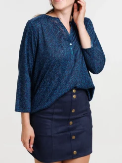 T-shirt manches 3/4 fleuri femme
