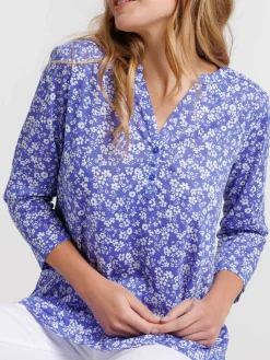 T-shirt manches 3/4 fleuri femme