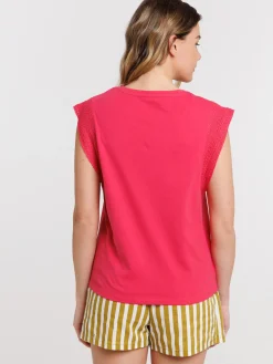T-shirt manches courtes brodées femme
