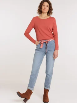 T-shirt manches longues marsala femme