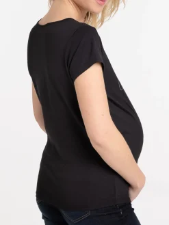 T-shirt maternité noir à message femme