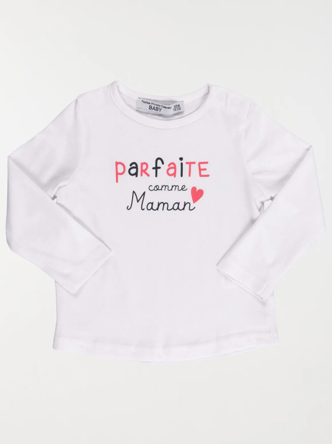 T-shirt message blanc fille (3-36M)