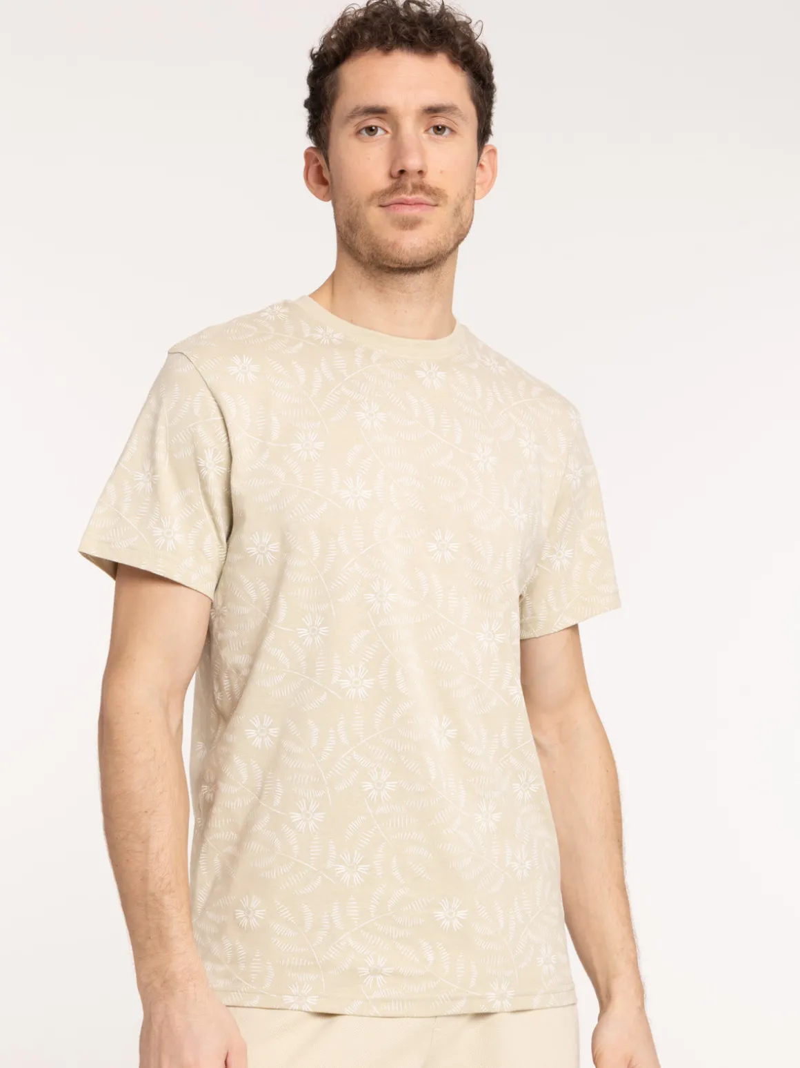 T-shirt motif feuillage tropical homme