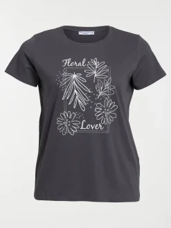 T-shirt motif floral grande taille femme