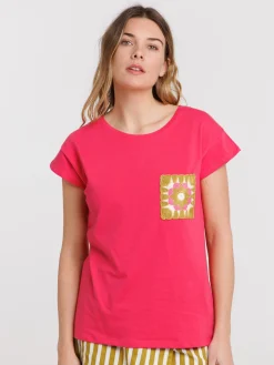 T-shirt motif macramé coloré femme