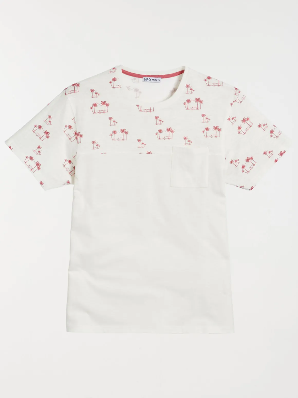 T-shirt motif palmier et poche homme