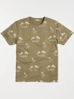 T-shirt motif palmier tilleul homme