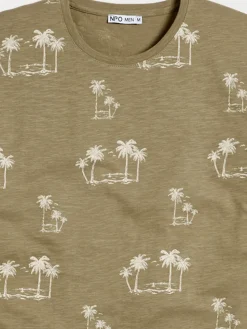 T-shirt motif palmier tilleul homme