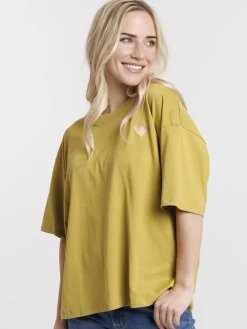 T-shirt olivette coeur brodé femme