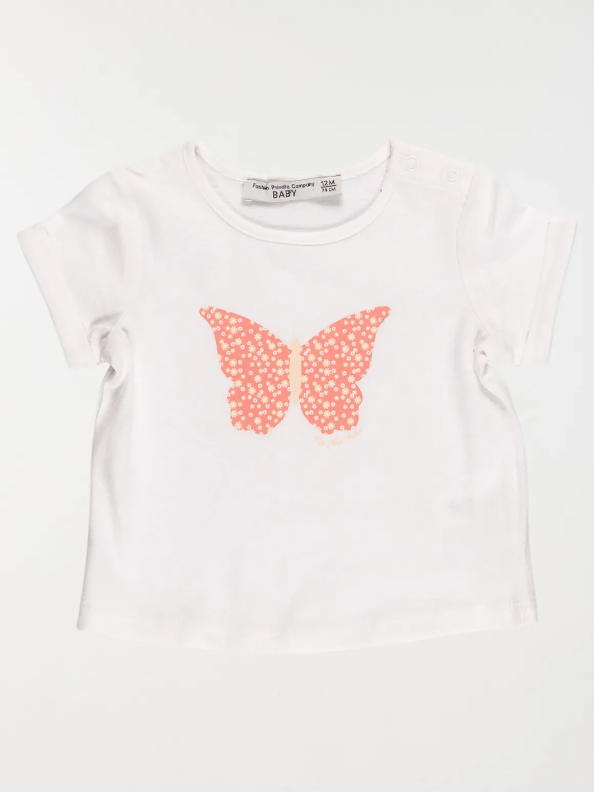 T-shirt papillon fille blanc (3-24M)