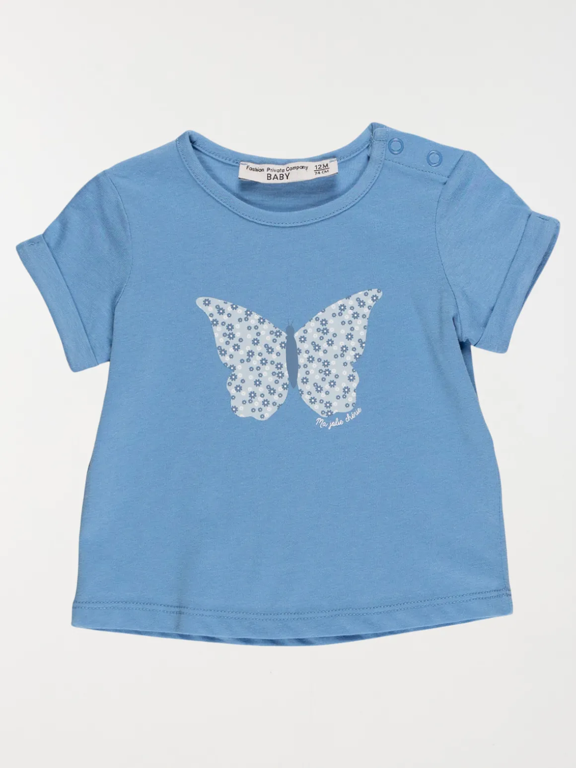 T-shirt papillon fille bleu vif (3-24M)