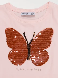 T-shirt papillon sequins fille (3-12A)