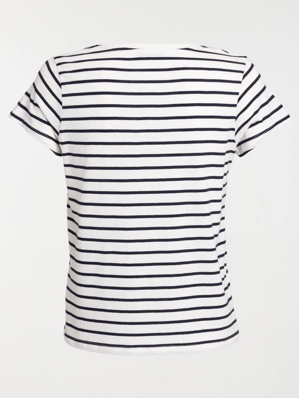T-shirt rayé écru et navy femme