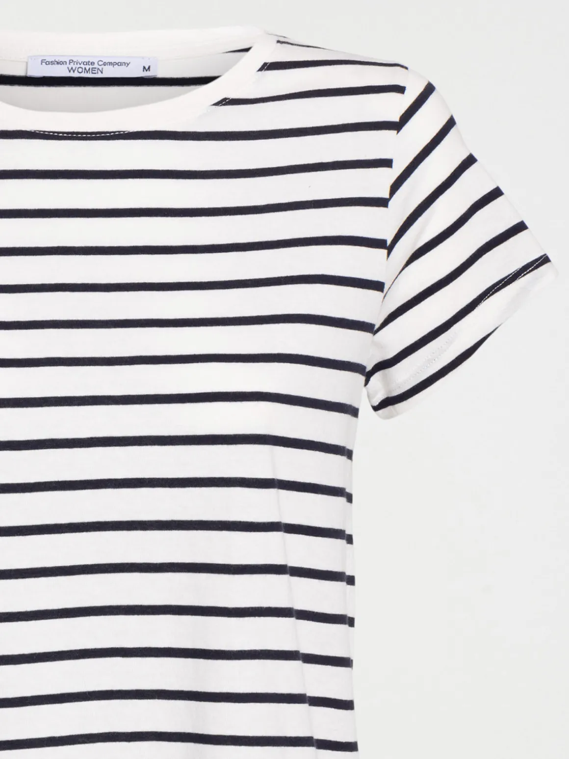 T-shirt rayé écru et navy femme