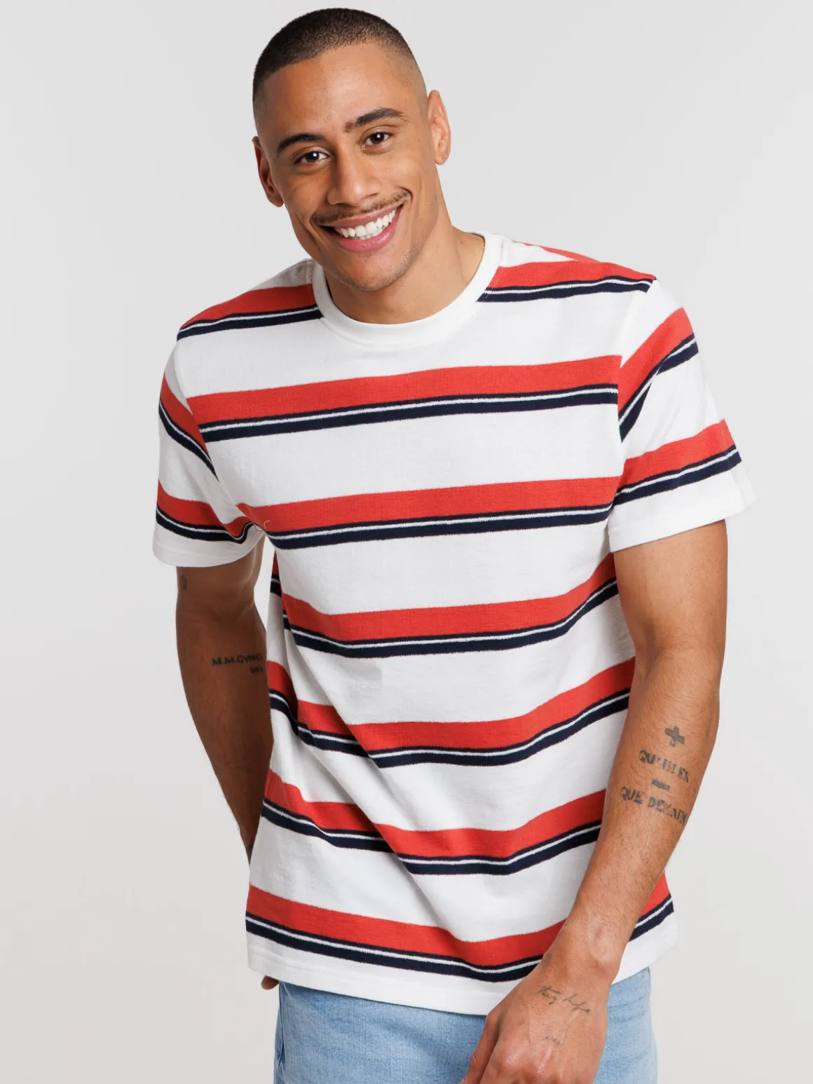 T-shirt rayé en coton homme