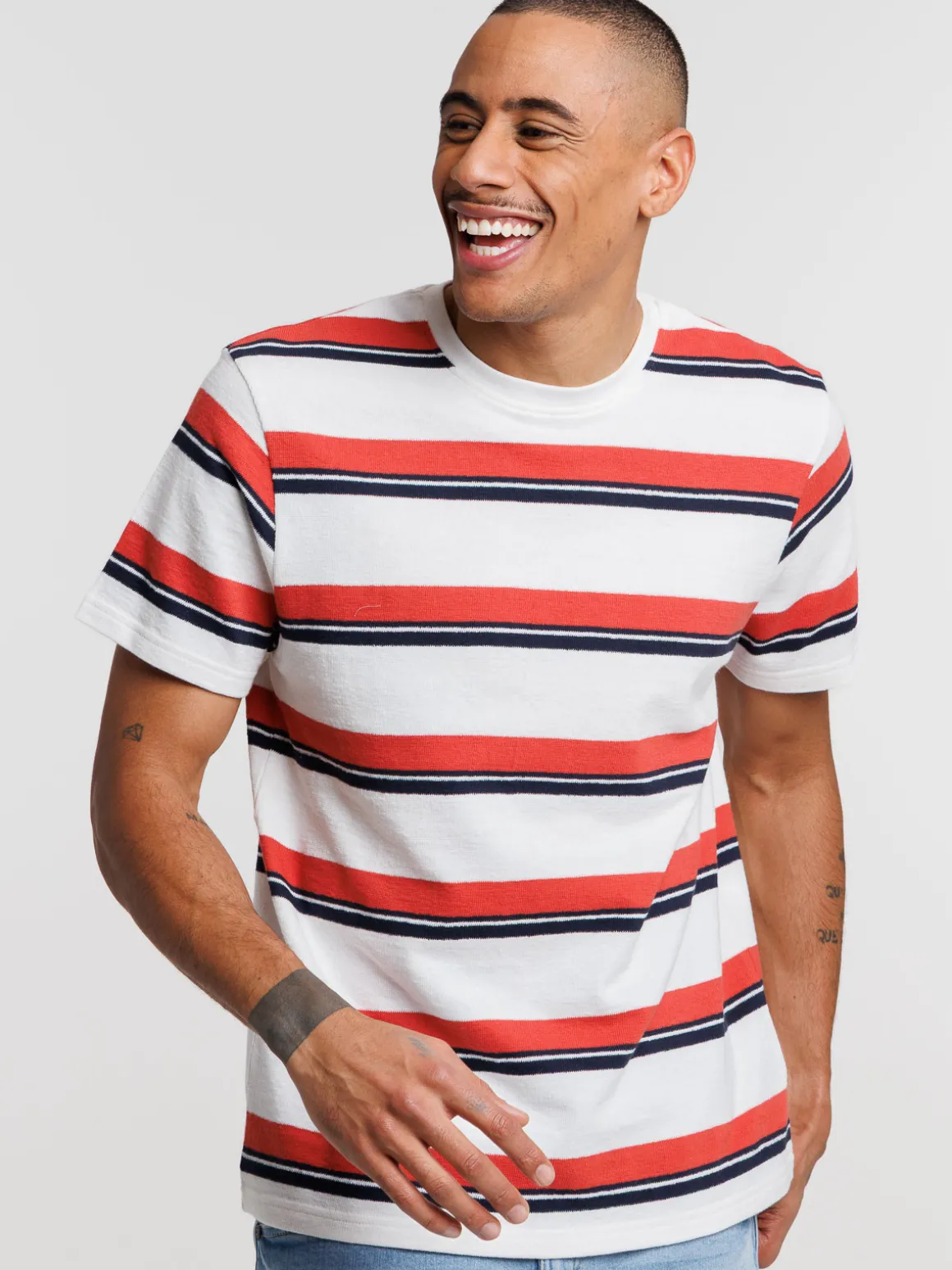 T-shirt rayé en coton homme