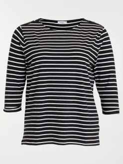 T-shirt rayé grande taille noir femme