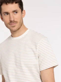 T-shirt rayé ivoire homme