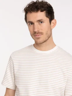 T-shirt rayé ivoire homme